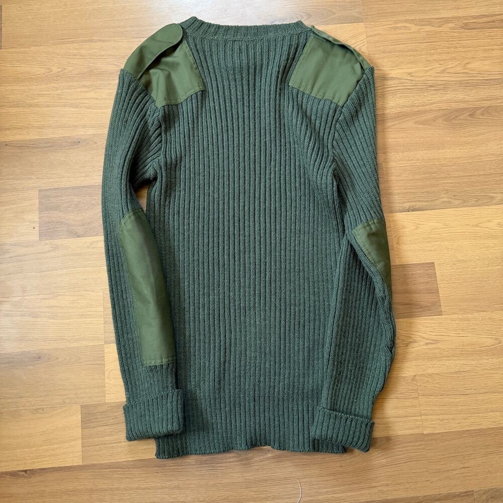 Vintage 90s Military Issue Olive Green Knit Crewneck Wool Field Sweater Sz Large - Picture 6 of 8